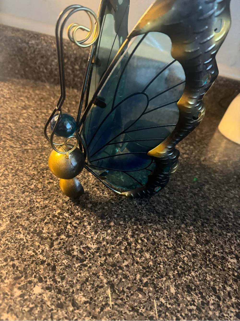 Decorative Blue-Green Butterfly Home Art Figurine With Light- LIGHT DOES NOT WOR